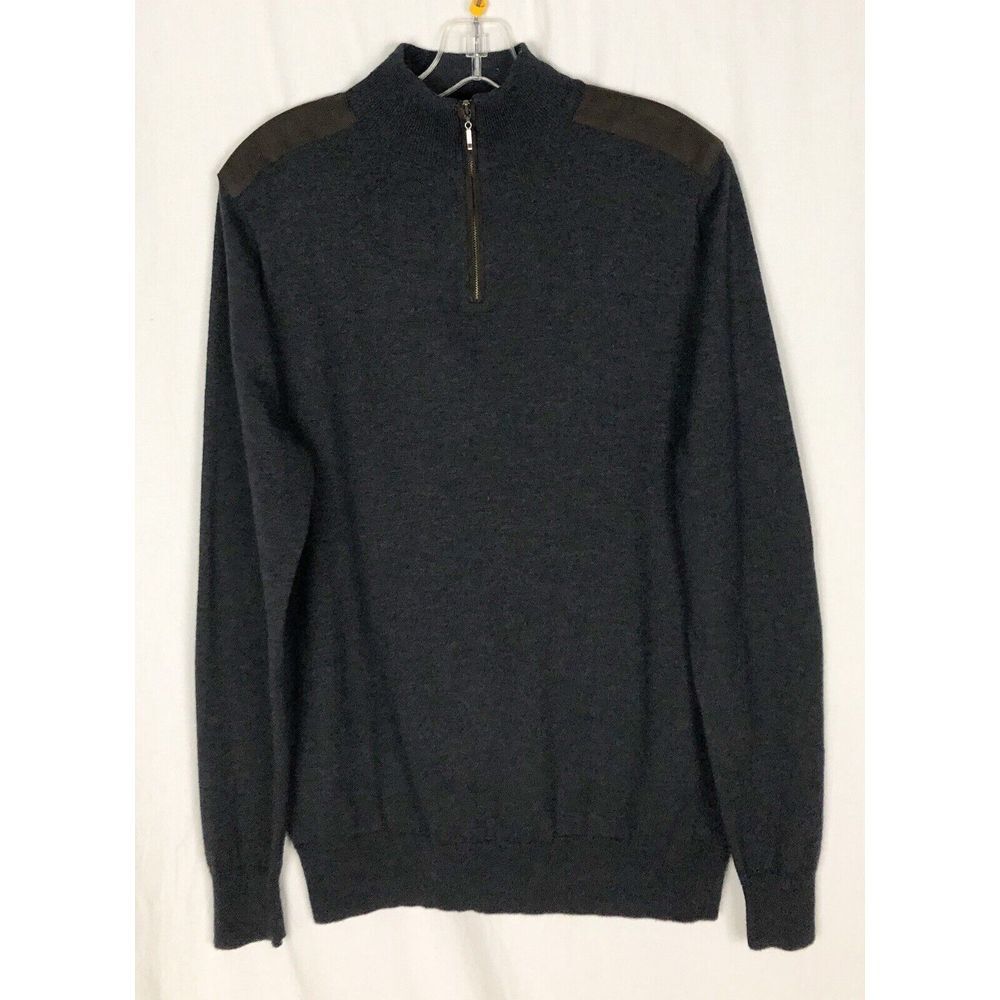 Redmond gray high neck wool blend‎ Mens sweater Size M Shoulder Patches